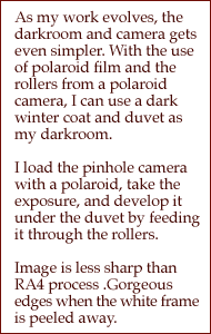 as my work evolves, the darkroom and camera gets even simpler....
